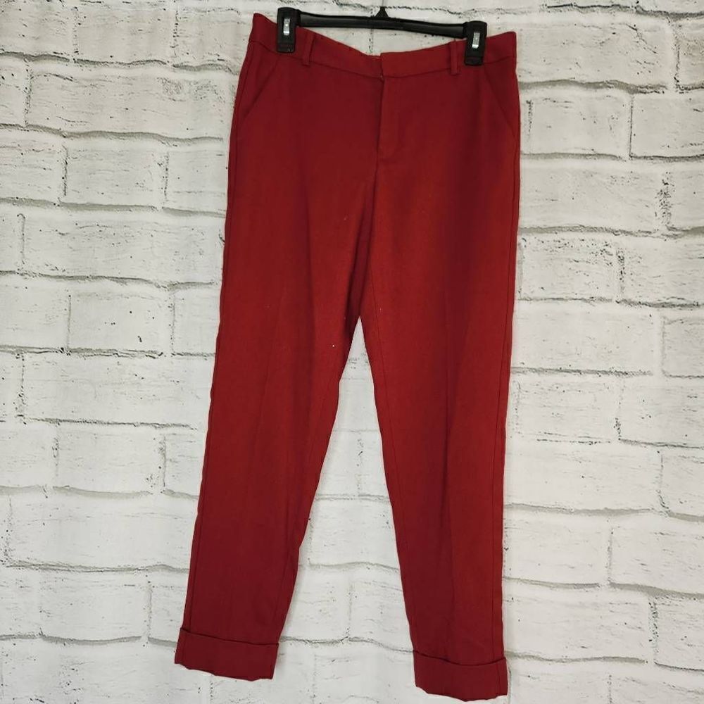 Anthropologie Cartonnier Lou Taper Ankle Casual Trouser Pants Maroon Size 4